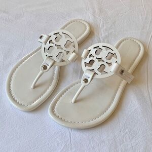 Tory Burch Miller Patent Leather Sandals Optic White 6.5